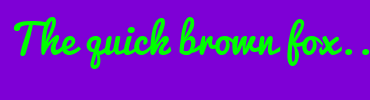 Image with Font Color 00FF00 and Background Color 7E00D6